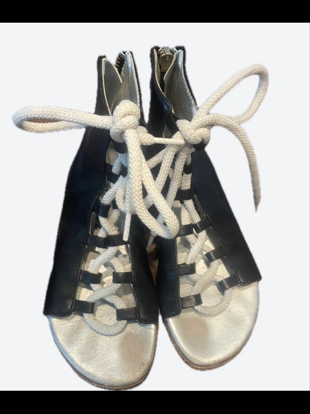 DSQUARED2 Black Gladiator Sandals with White Rope Laces